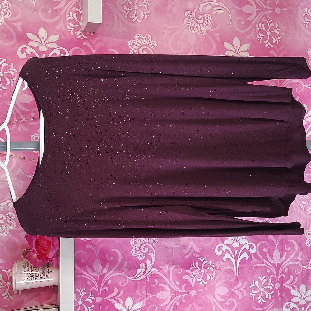 Apt. 9 Brown Sequin Long Sleeve Blouse